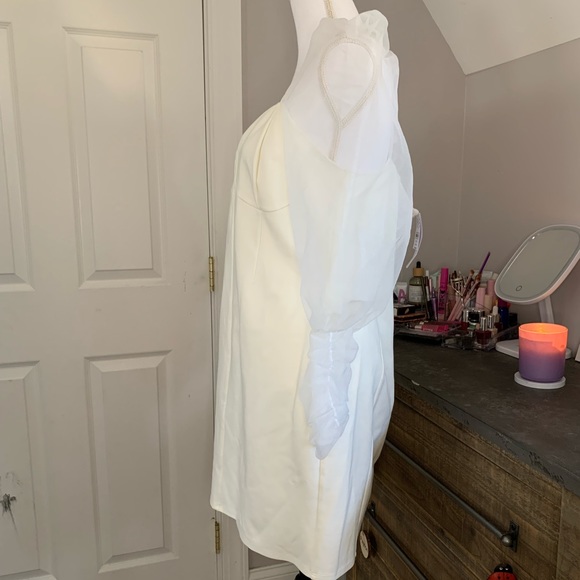 NWT! TOPSHOP white dress with sheer long sleeves - Picture 6 of 14